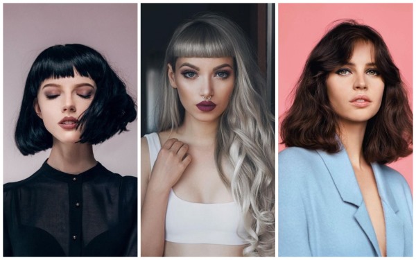 Muodikkaat ja luovat naisten hiustenleikkaukset keskisuurille hiuksille. Valokuva 2020