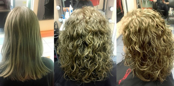 Karkea kemia keskipitkille hiuksille. Kuvia ennen ja jälkeen perm, otsatukka ja ilman