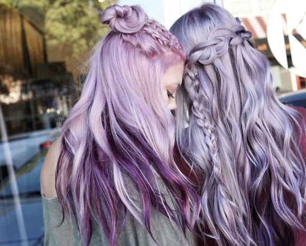 Warna rambut ungu abu. Foto, siapa yang sesuai. Cat, teknik pencelupan