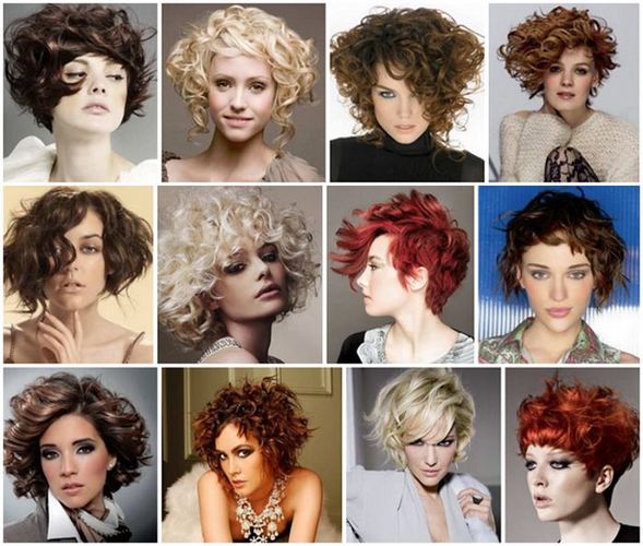 Lyhyet hiustenleikkaukset kiharaisille naisille, jotka eivät vaadi muotoilua. Valokuva