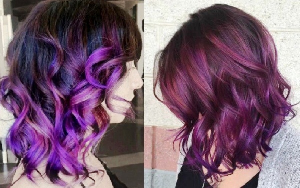 Braun-lila Haarfarbe. Fotos, Farben, wer passt, Färbeanweisungen