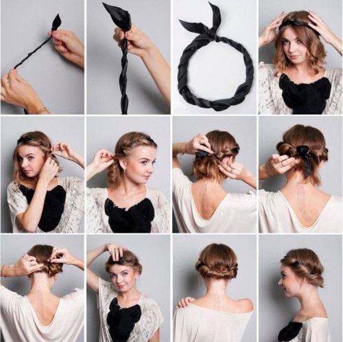 Tee-itse-loma-kampaukset lyhyille hiuksille askel askeleelta valokuvan kanssa