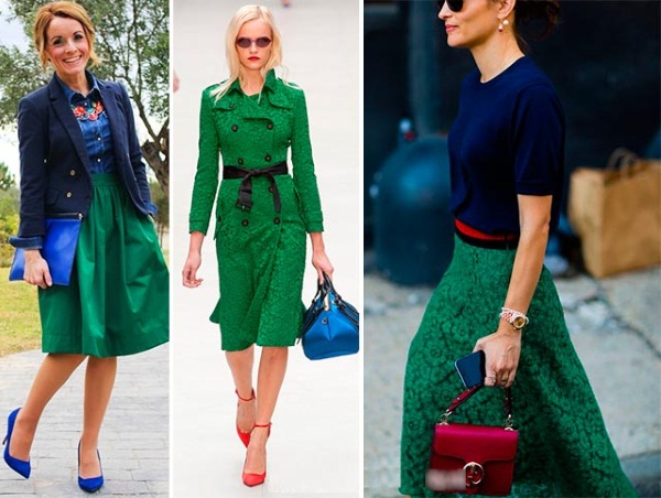 Kombiniranje zelene s drugim bojama u odjeći. Nijanse, boja, fotografija