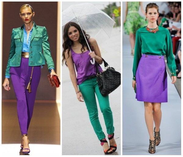 Kombinieren Sie Grün mit anderen Farben in der Kleidung. Farben, Farben, Foto