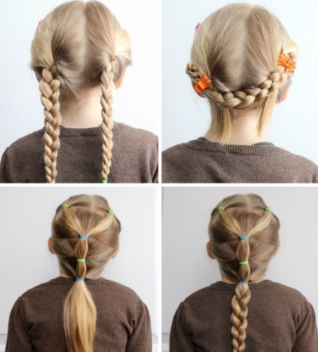 Schnelle und schöne Frisuren für Mädchen für mittlere, lange Haare. Ein Foto