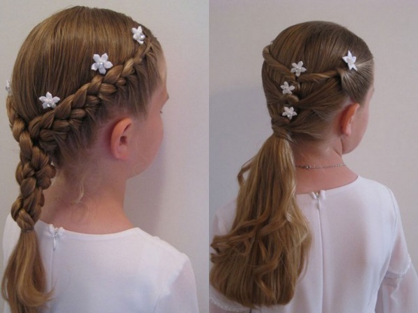 Peinados rápidos y bonitos para niñas para cabello medio y largo. Una fotografía