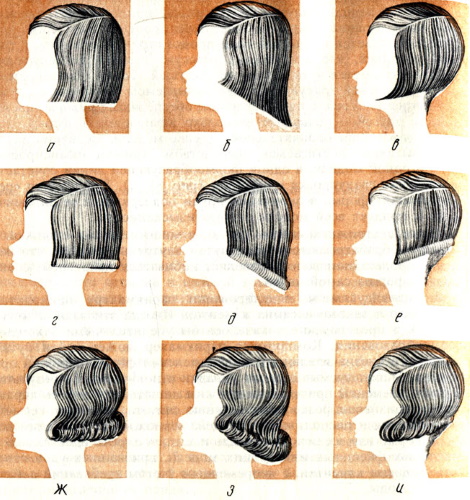 Kaksinkertainen bob keskikokoisille hiuksille. Kuva, takaa ja edestä, otsatukka ja ilman