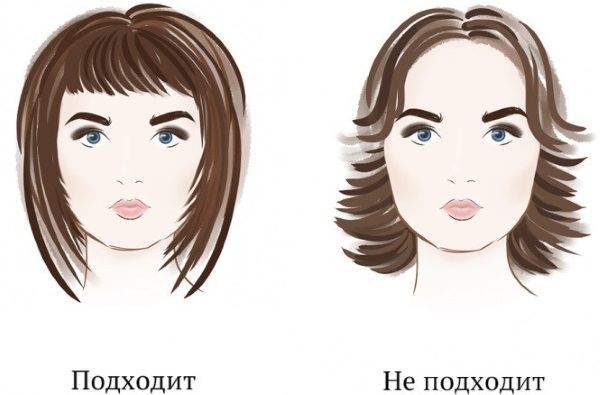 Naisten hiustenleikkaukset keskipitkille hiuksille pyöreille kasvoille. Valokuva