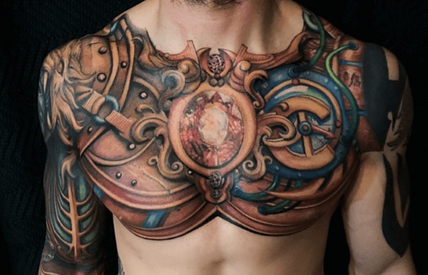 Tetování na hrudní kosti u mužů. Náčrtky, fotografie, krásné velké i malé