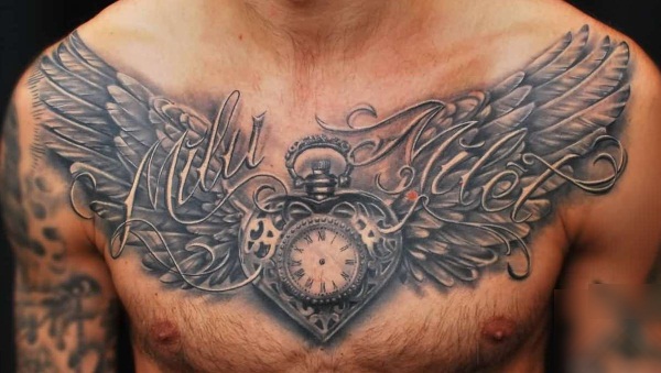 Tetovējums uz krūšu kaula vīriešiem. Skices, fotogrāfijas, skaisti lieli un mazi