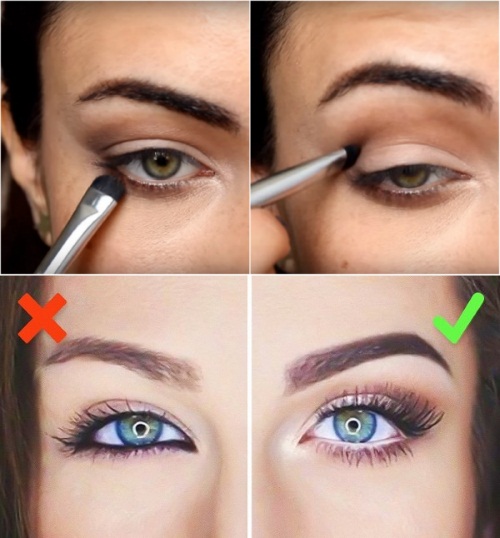 Tages Make-up für Anfänger für grüne, blaue, graue, braune Augen. Schritt für Schritt mit Foto