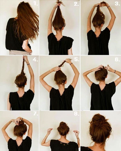 Kako napraviti lijepe punđe za srednju kosu korak po korak vlastitim rukama. Fotografija