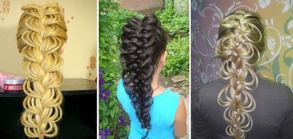 Frisuren mit Zöpfen für mittleres Haar für Mädchen und Mädchen. Foto wie es Schritt für Schritt geht