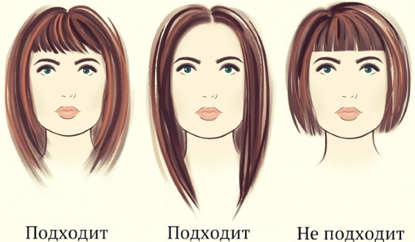 Hiusleikkaukset neliönmuotoisille kasvoille naisille, joilla on otsatukka ja ei. Valokuva