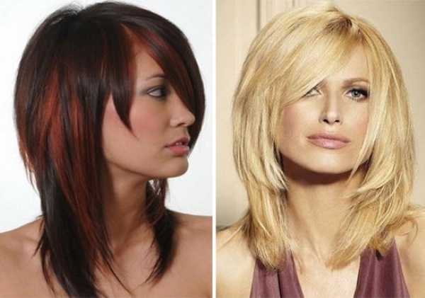 Kvinnors frisyr på axlarna för hår till och under axlarna, med lugg och utan. Ett foto