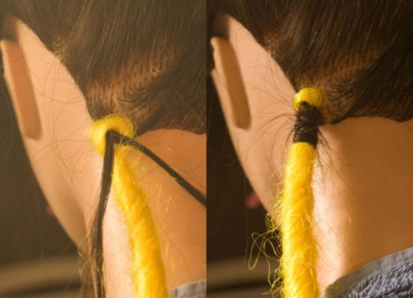 Cómo hacer rastas en casa para cabello corto y largo con hilos, kanekalon, hilo. Una fotografía
