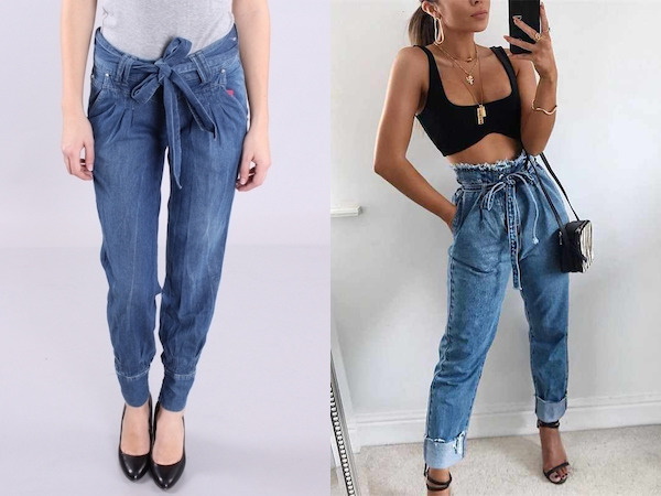 Jeans-Bananen für Frauen. Fotos mit hoher, mittlerer Taille, was anziehen, wo kaufen