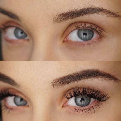 Sambungan bulu mata yang lebih rendah. Sebelum dan selepas gambar, harga