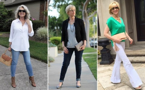 Blusas elegantes para mujeres elegantes de 50 a 60 años. Una fotografía