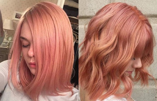 Blond cu o nuanță roz. Fotografie pentru păr scurt, lung, așa cum se numește vopseaua