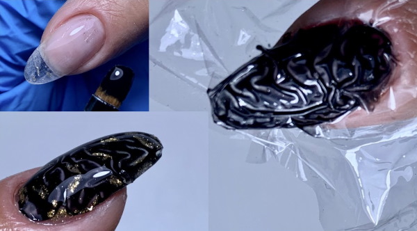 Manicure marmurkowy z żelowym lakierem na krótkie i długie paznokcie. Zdjęcie, projekt