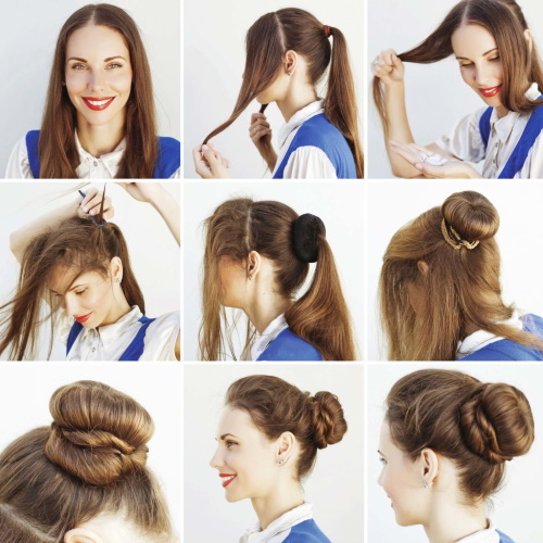Fryzury biurowe dla średnich włosów, długie, krótkie dla kobiet. Zdjęcie