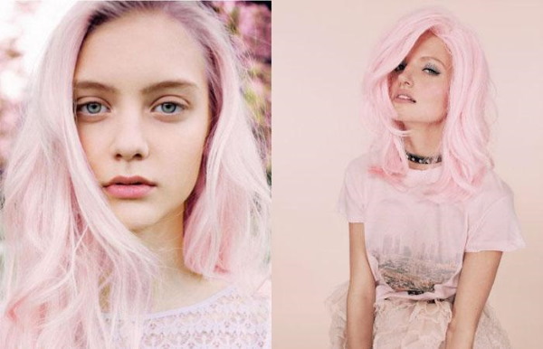 Warna rambut merah jambu muda. Foto di hujungnya, coklat muda, gelap, rambut berambut perang, cat, yang sesuai